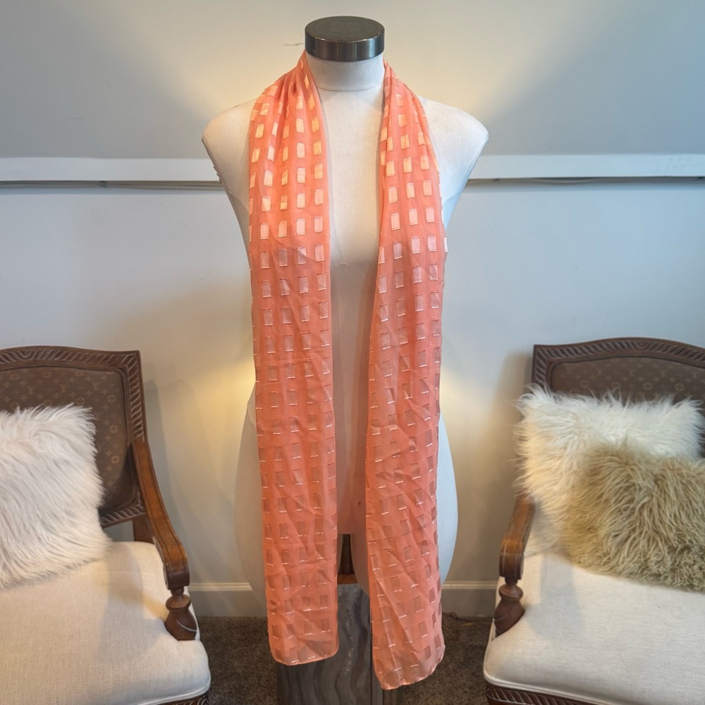 VTG Pastel Pink Peach Scarf Pashmina